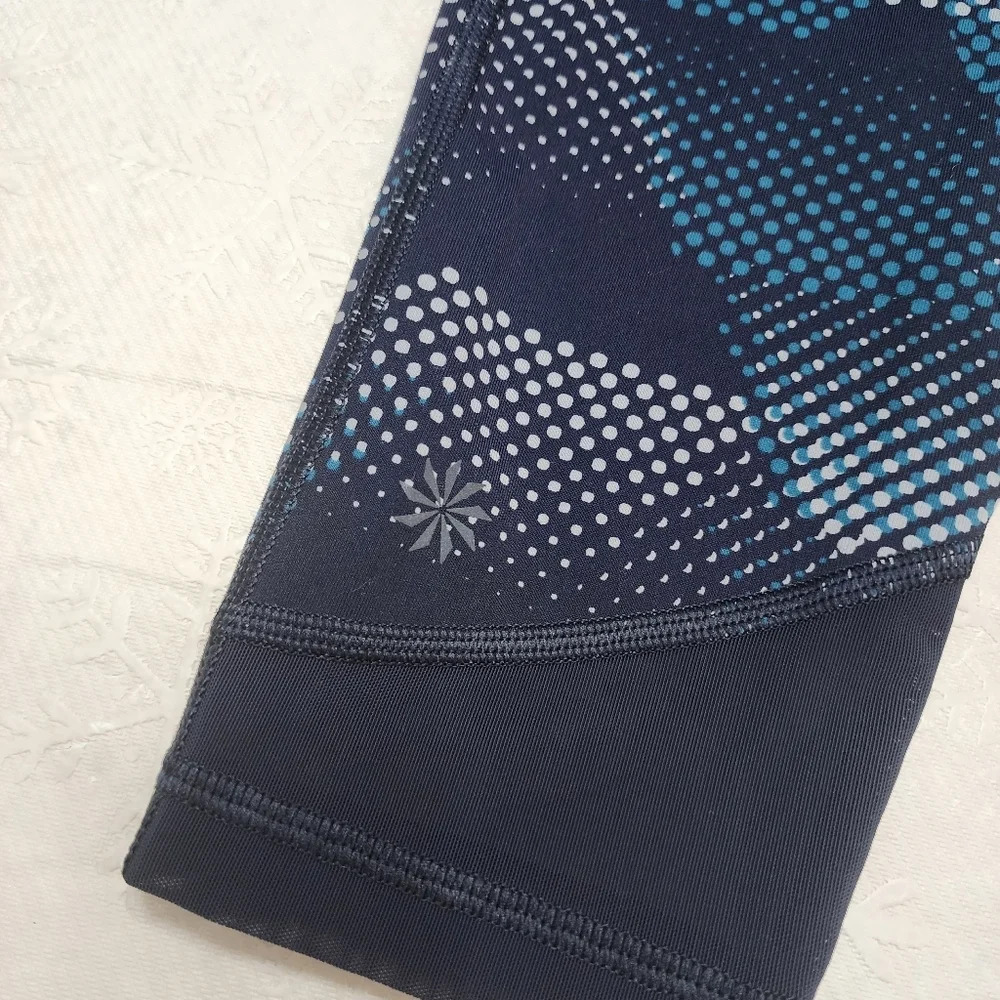 Athleta women navy blue speckled print mesh stretch workout yoga leggings size s - Picture 6 of 9